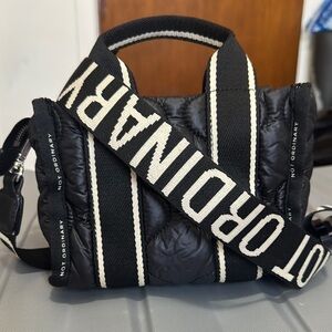 Black Quilted Bag with Bold Strap